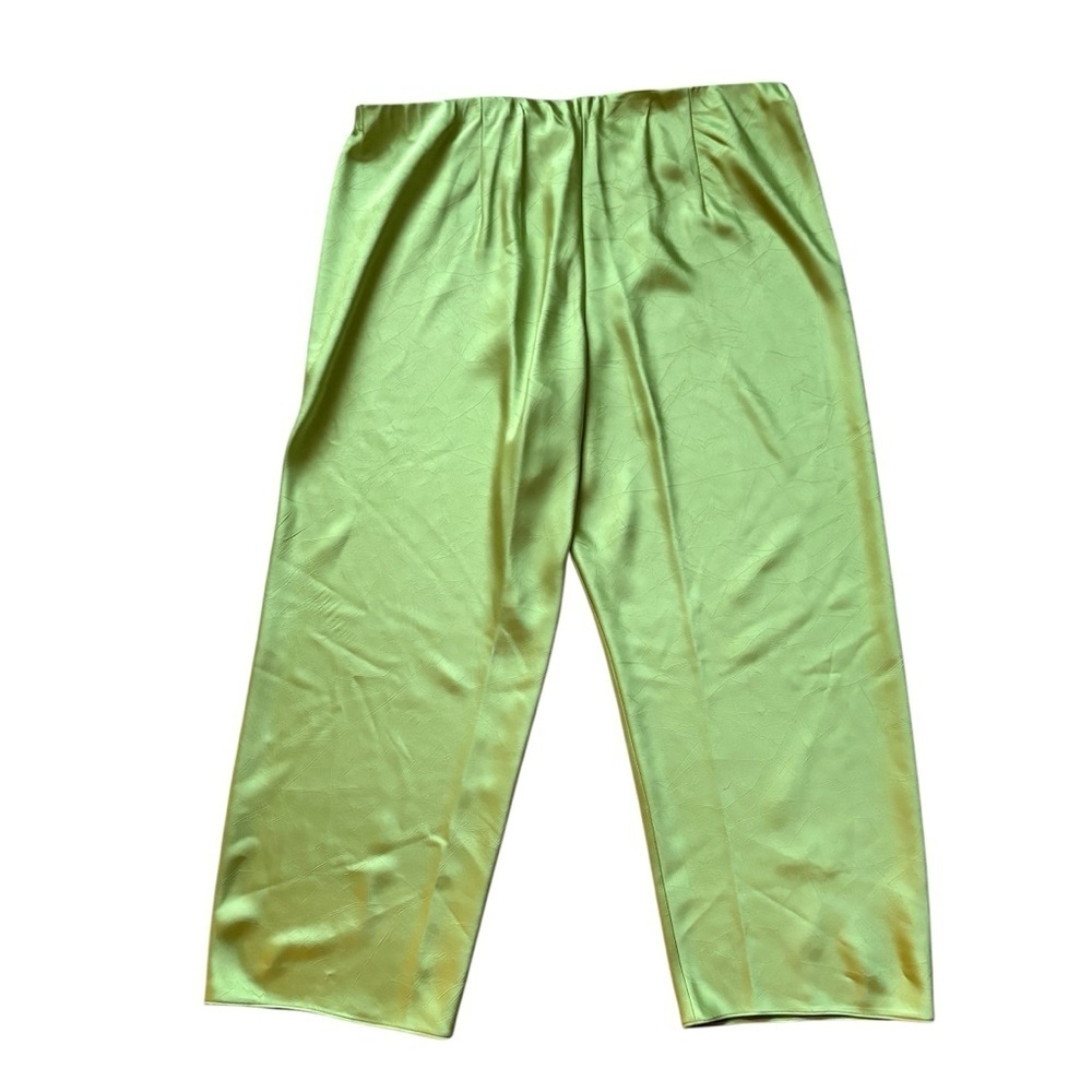 Vince NWT NEW Satin Bias Pants Cactus Green Size 3X Pull On Wide Leg Luxe Plus - Picture 10 of 12